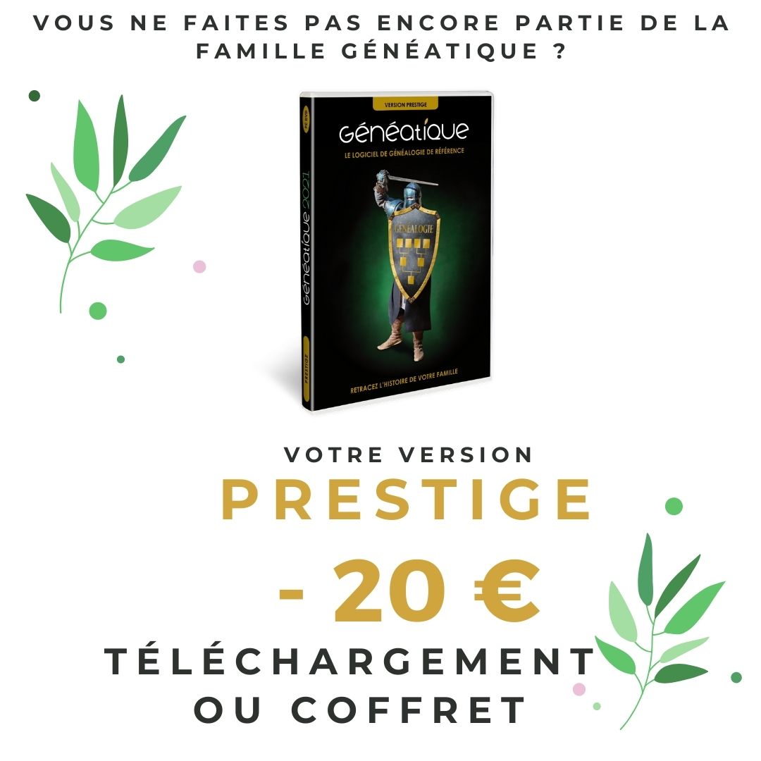 -20 € sur Généatique Prestige pour tous les nouveaux clients